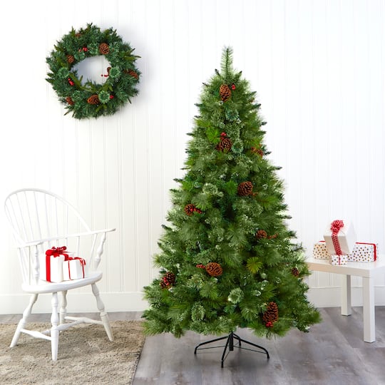 6ft. Unlit Montana Mixed Pine Artificial Christmas Tree with Pinecones and Berries